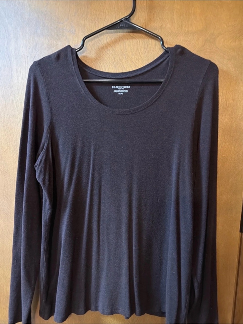 Eileen Fisher Italian Yarn Scoop Neck Long Sleeve Top - Chocolate Brown Petite L - Picture 2 of 3
